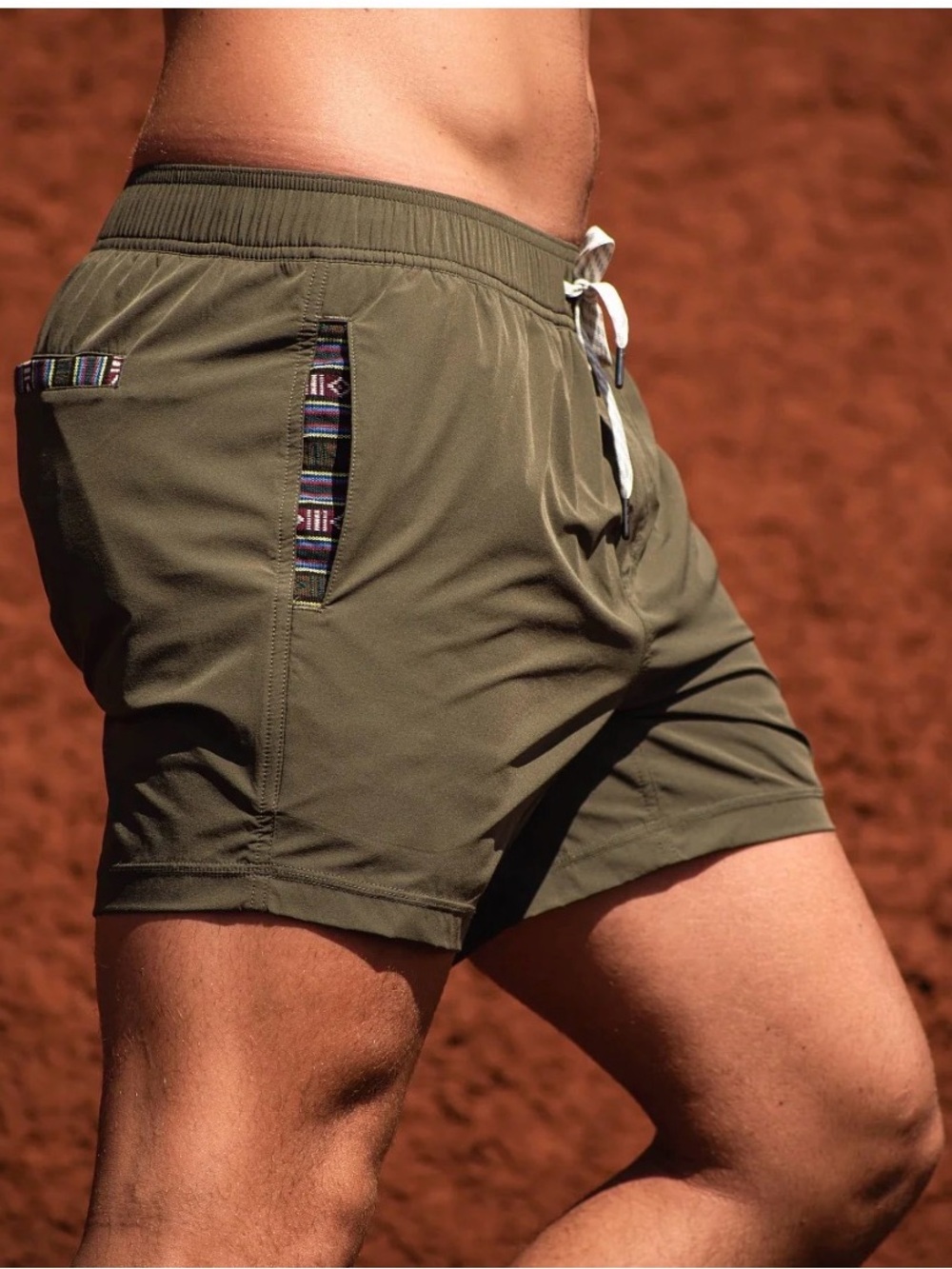 WOWIE Daily Short Mens Medium Sage Green Stretch Casual Elastic Waist Chino